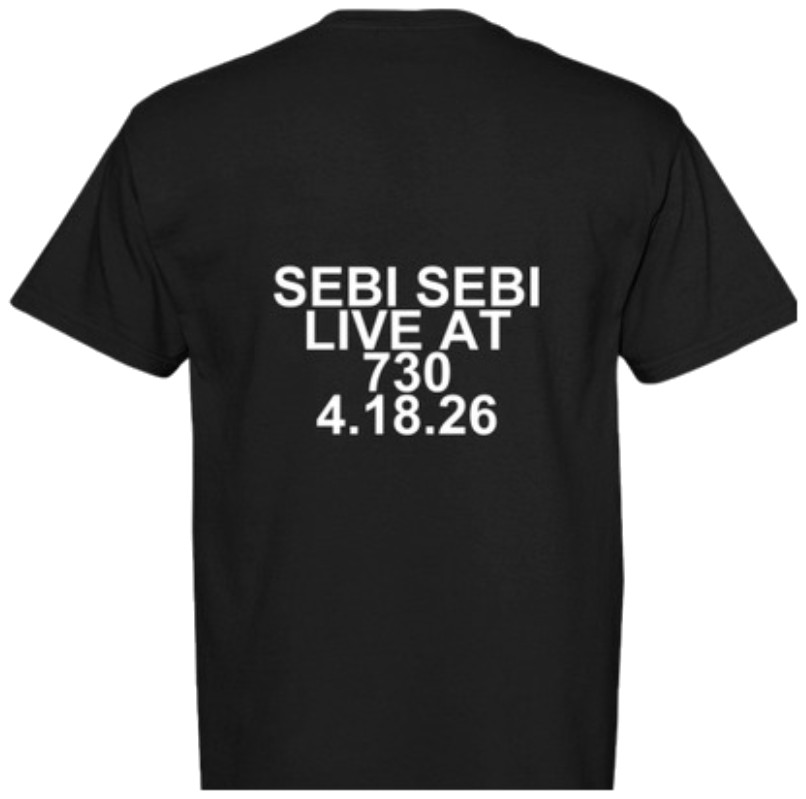 Back of the SEBI LIVE AT OASIS shirt